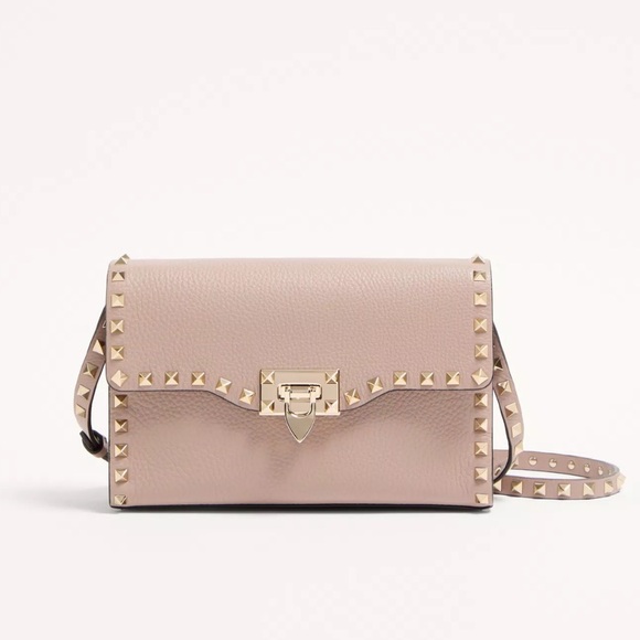 Valentino Garavani Handbags - Valentino Garavani Small Rockstud Grainy Calfskin Crossbody Bag
